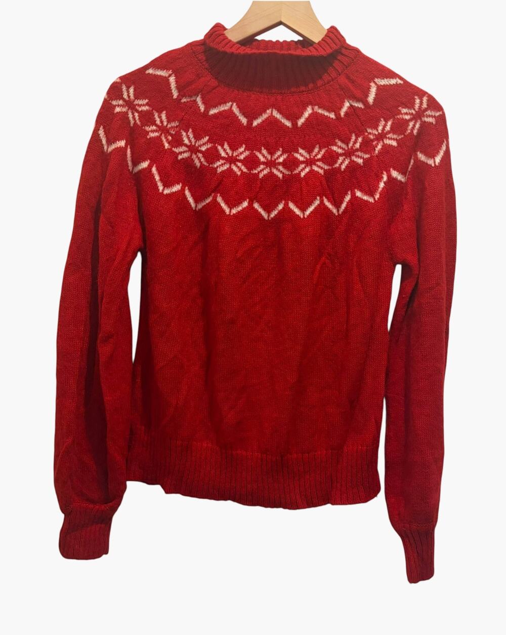 Kate And Mallory Red White Snowflake Fair Isle Christmas Sweater Small